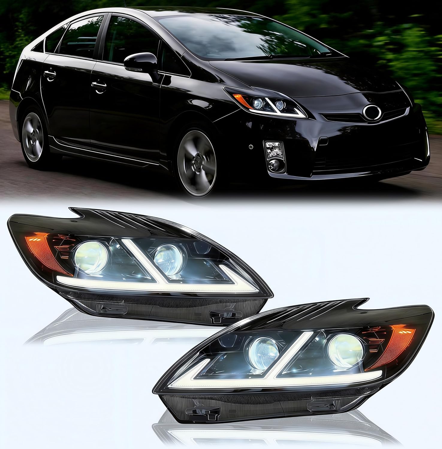 Headlights for Toyota Prius 2012-2015 with Startup Animation & Sequential Turn Signal